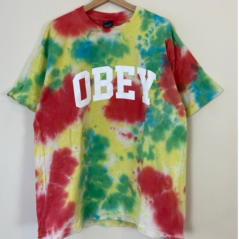 Obey‎ Skate Graphic Logo Tye Dye Tee Shirt